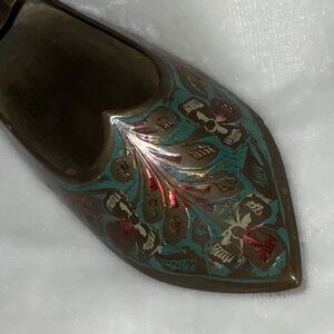 India Brass Shoe Ashtray Incense Holder Vintage Tobacciana